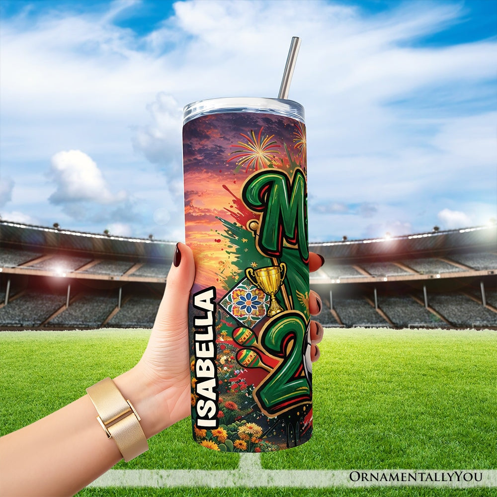 Mexico 2026 Soccer Cup Global Championship 20oz Tumbler With Lid and Stainless Steel Straw, Fans Football Gift Cup
