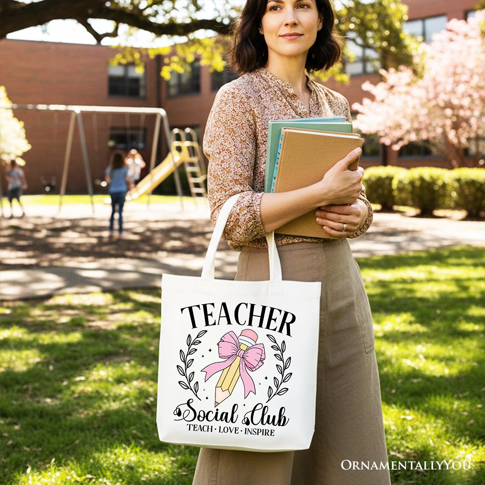 Teacher Social Club Tote Bag, Gift Shopper for Stylish Educators