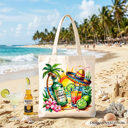 Tequila Cheaper Than Therapy Cinco De Mayo Tote Bag, Funny Beach Drink Gift Shopper