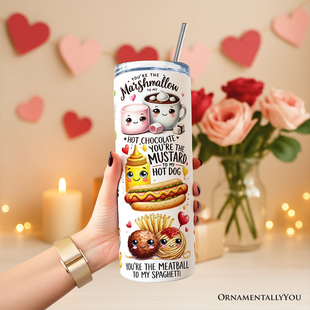 Valentine Food Pun Soulmates 20oz Personalized Tumbler With Lid and Stainless Steel Straw, Romantic Gift Cup