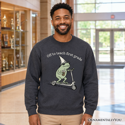 Off to Teach First Grade Frog Sweatshirt, Funny Teachers Sweater