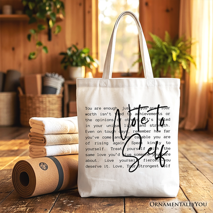 Note To Self Mental Health Tote Bag, Motivational Definition Gift Shopper