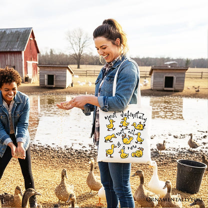 Funny Ducks Not All in a Row Sarcastic Canvas Tote Bag, Mental Health Motivational Gift Shopper