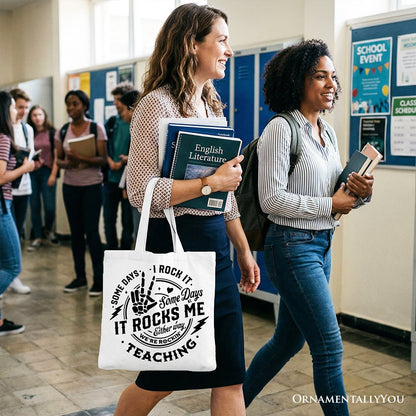 Some Days I Rock It Some Days It Rocks Me Tote Bag, Funny Gift Shopper for Fun Teachers
