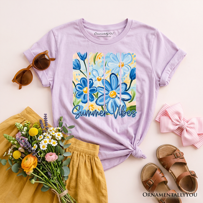 Kids Summer Vibes Brushstroke Flowers T-Shirt, Youth Aesthetic Tee