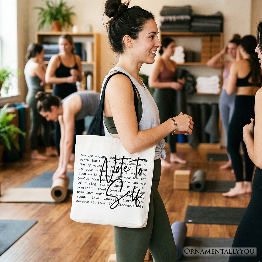 Note To Self Mental Health Tote Bag, Motivational Definition Gift Shopper