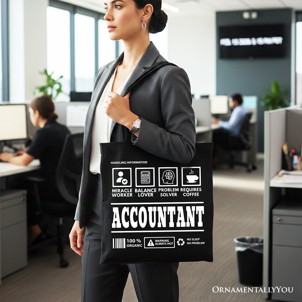 Accountant Nutrition Facts Tote Bag, Bookkeeper Humor Gift Shopper
