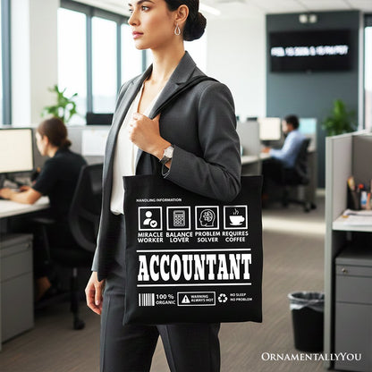 Accountant Nutrition Facts Tote Bag, Bookkeeper Humor Gift Shopper
