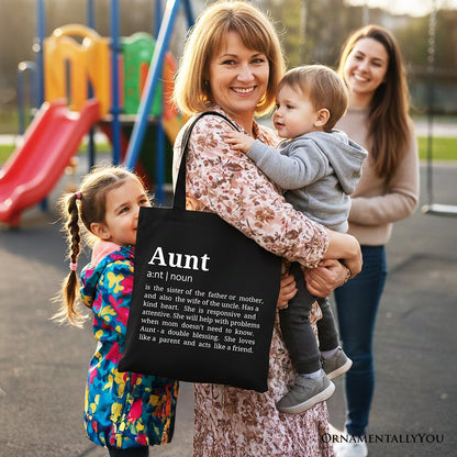 Aunt Definition Canvas Tote Bag, Funny Family Gift Shopper