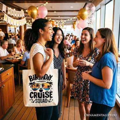 Birthday Cruise Squad Tote Bag, Tropical Vacation Cruise Trip Gift Shopper