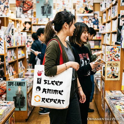 Eat Sleep Anime Repeat Tote Bag, Funny Gift Shopper For Anime Lover