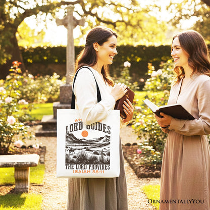 The Lord Provides Christian Tote Bag, Retro Western Desert Worship Gift Shopper