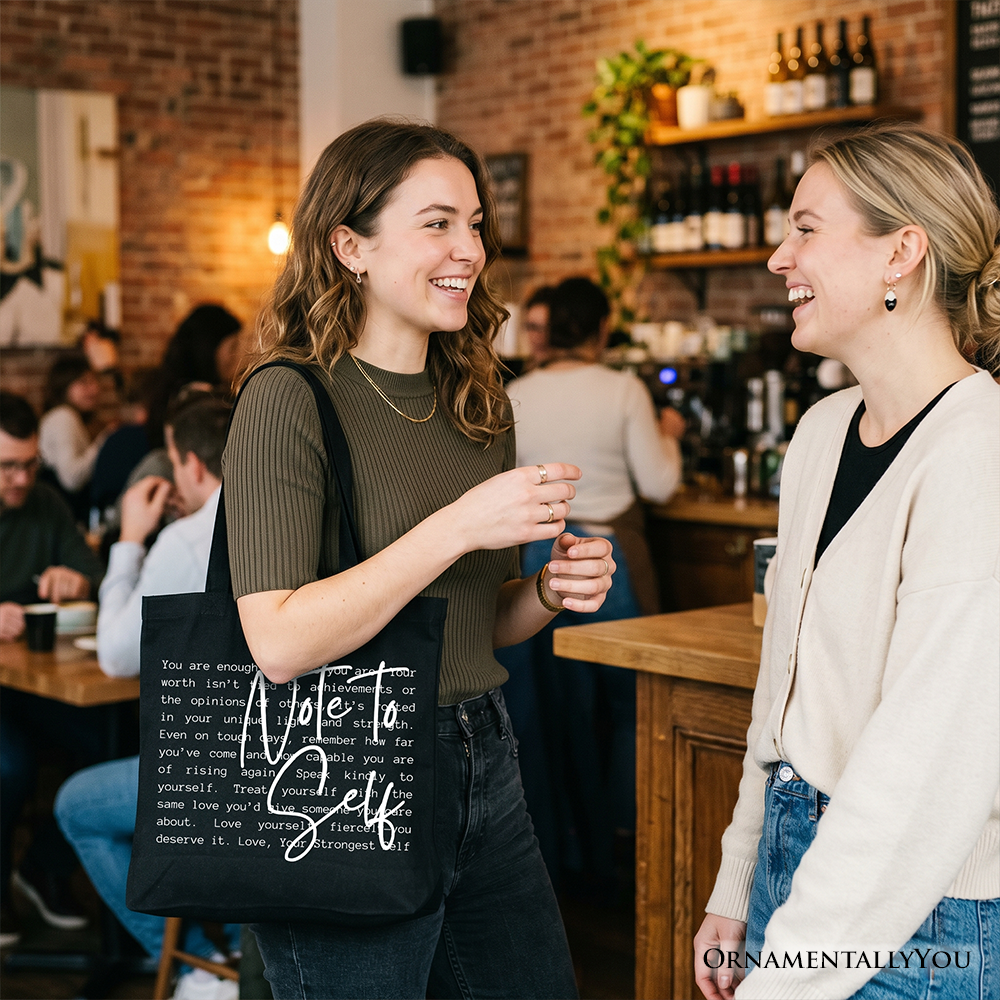 Note To Self Mental Health Tote Bag, Motivational Definition Gift Shopper