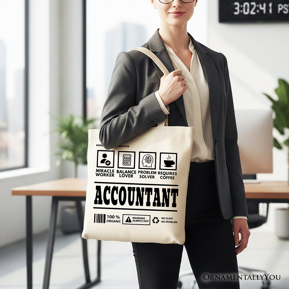 Accountant Nutrition Facts Tote Bag, Bookkeeper Humor Gift Shopper