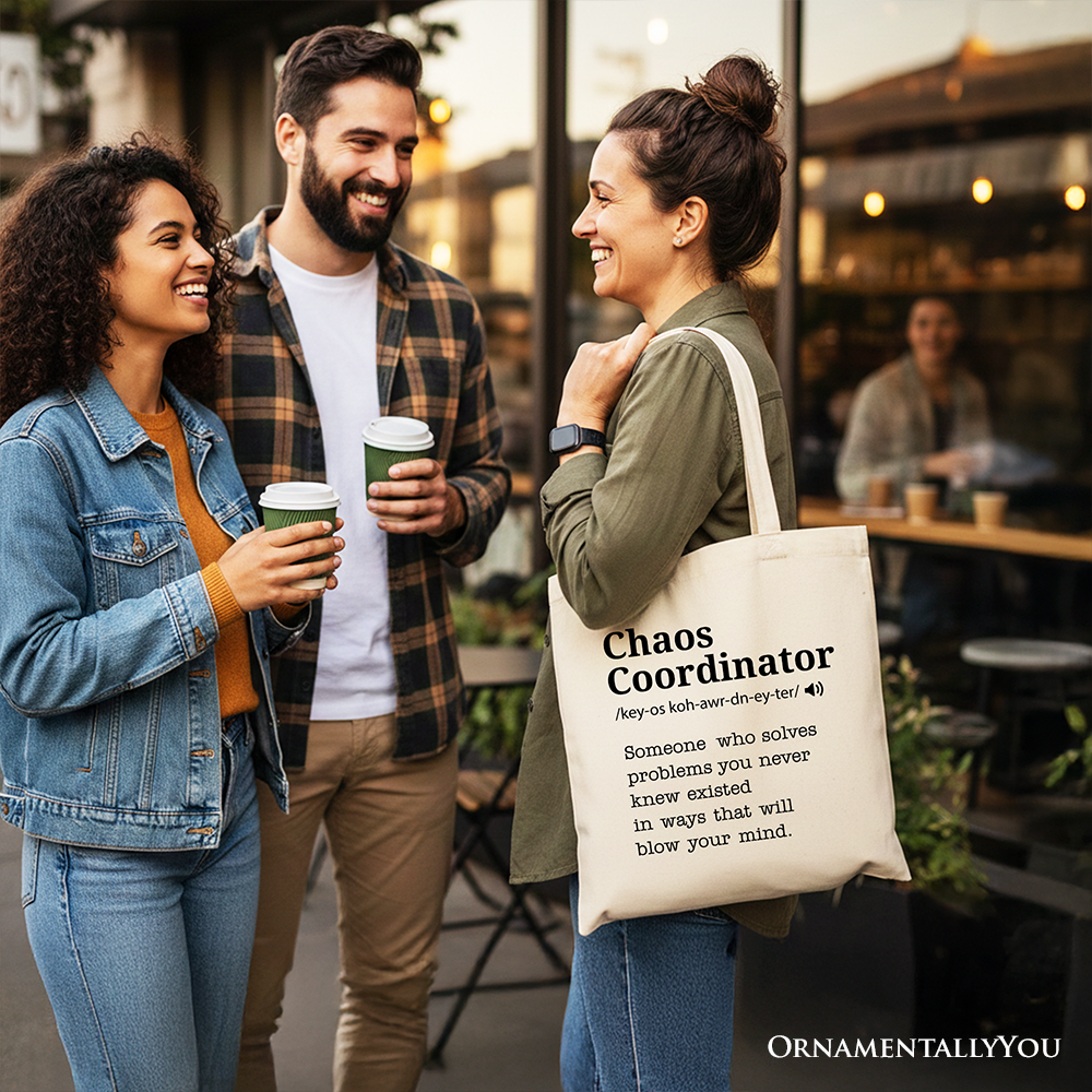Chaos Coordinator Definition Personalized Canvas Tote Bag, Funny Gift Shopper for Busy Moms