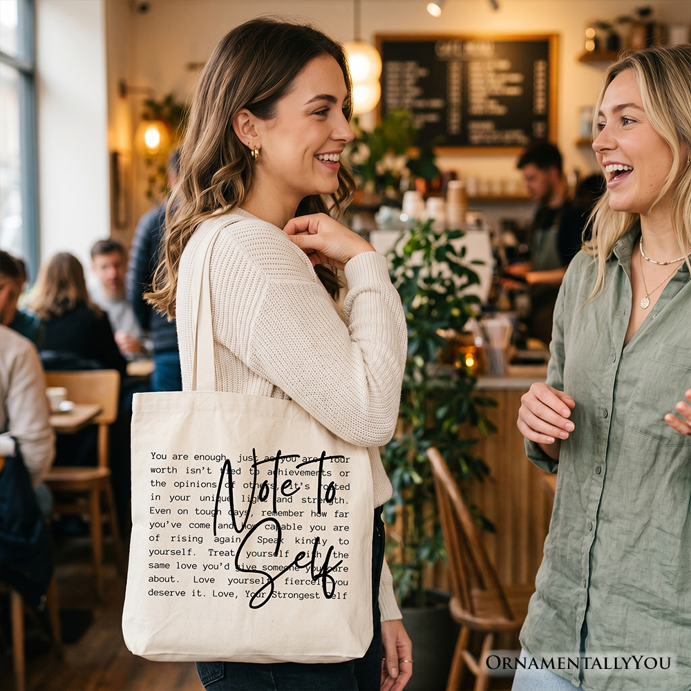 Note To Self Mental Health Tote Bag, Motivational Definition Gift Shopper