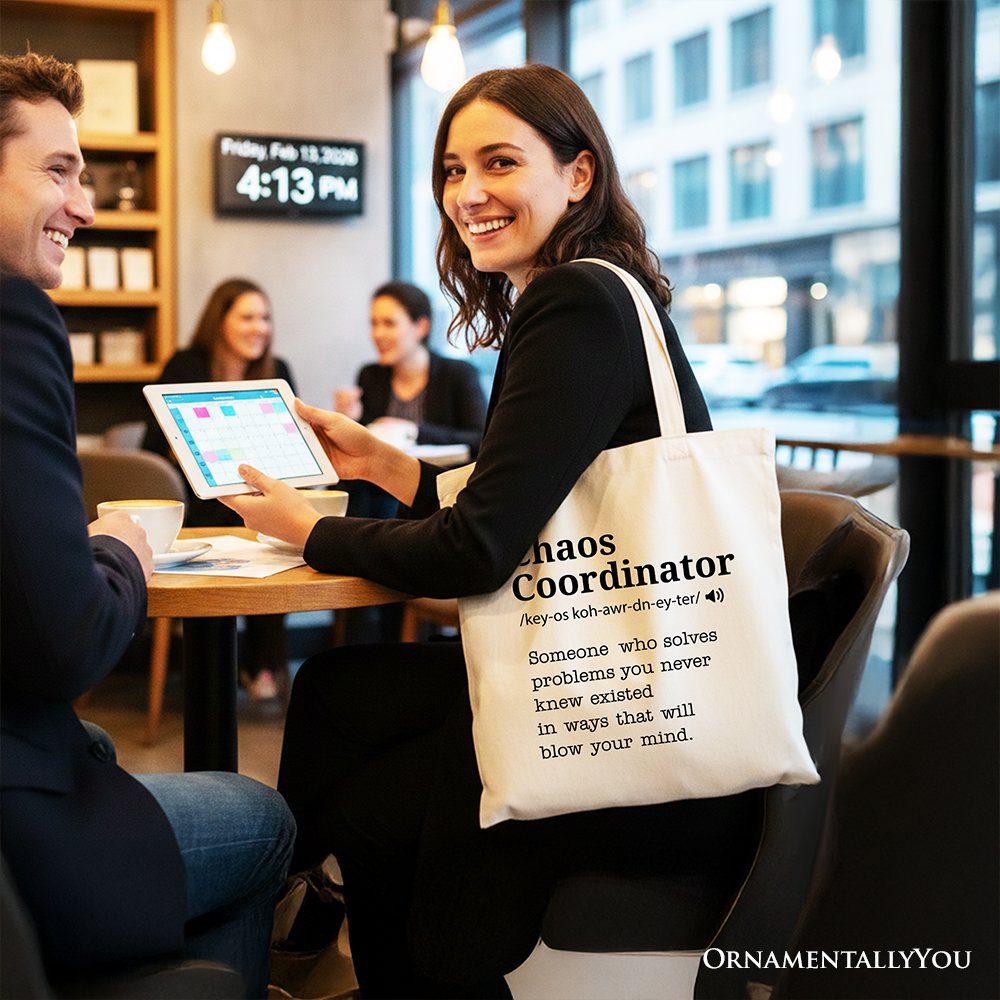 Chaos Coordinator Definition Canvas Tote Bag, Funny Gift Shopper for Busy Moms