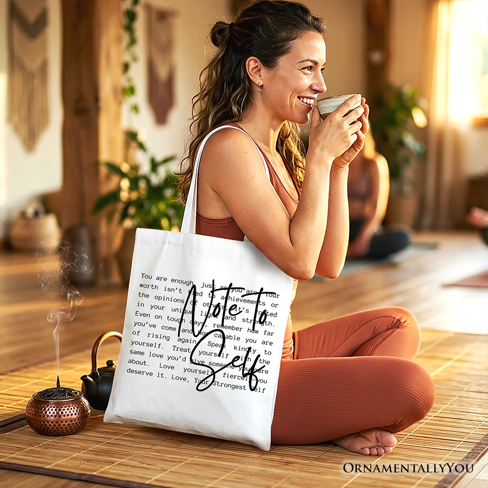 Note To Self Mental Health Tote Bag, Motivational Definition Gift Shopper