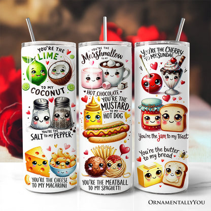 Valentine Food Pun Soulmates 20oz Personalized Tumbler With Lid and Stainless Steel Straw, Romantic Gift Cup