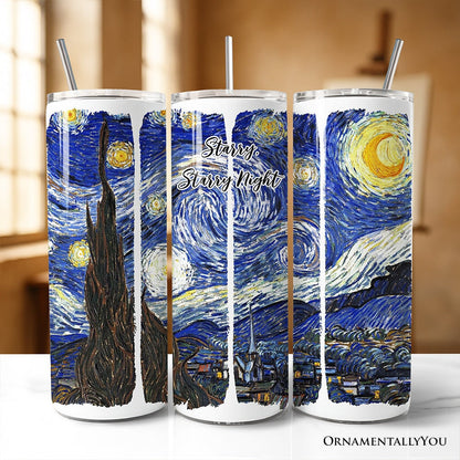 Vincent Van Gogh The Starry Night 20oz Personalized Tumbler With Lid and Stainless Steel Straw, Famous Post-Impressionism Painting Gift Cup