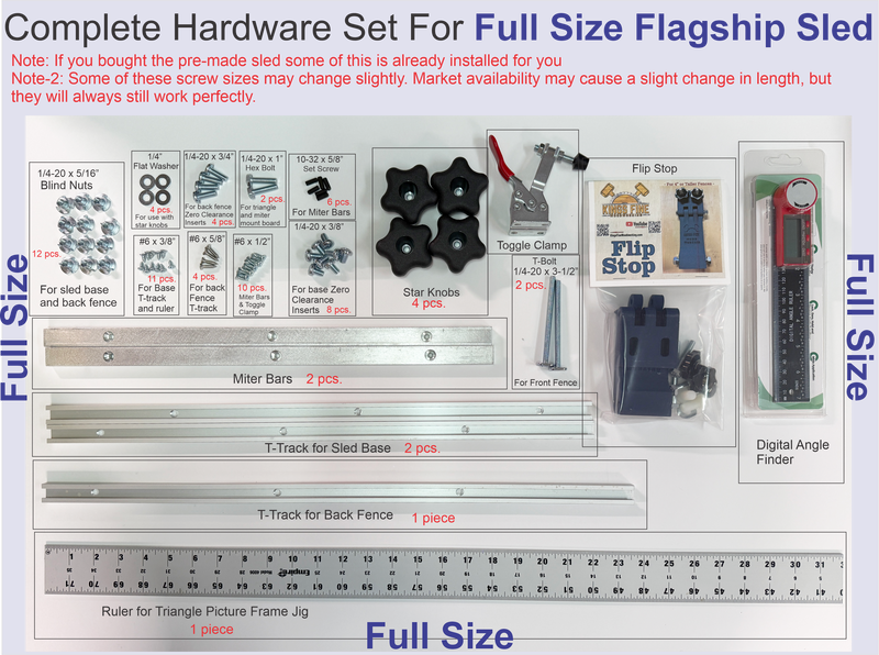 Complete Hardware Package for the Full Size Flagship Table Saw Sled