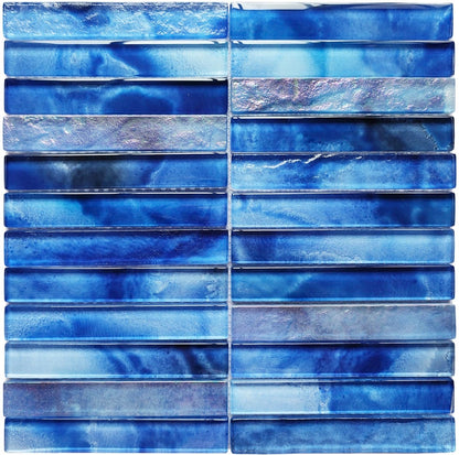 Santorini Turquoise Stacked 1x6 Glass Tile