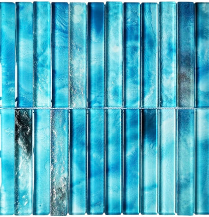 Santorini Teal Stacked 1x6 Glass Tile