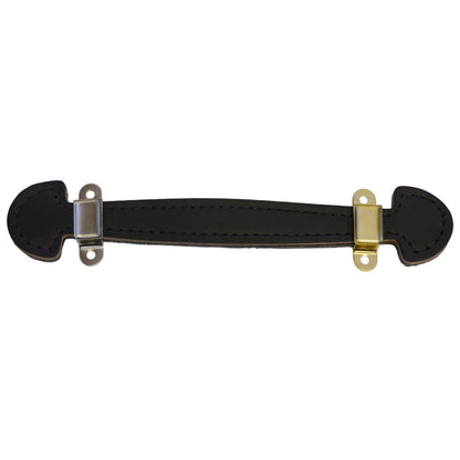 Shovel Head Leather Steamer Trunk Handle Flared Ends with Slightly Shiny Finish Available in Natural and Black