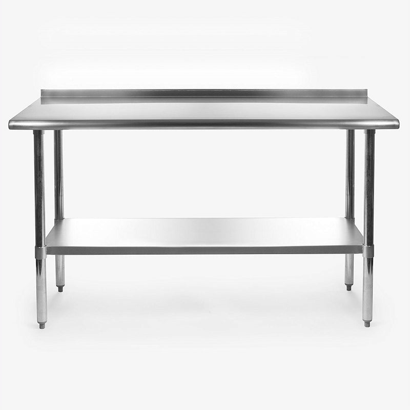 Stainless Steel 60 x 24 inch Heavy Duty NSF Certified  Work Bench Prep Table with Backsplash