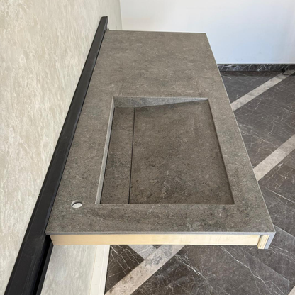 Handcrafted Custom Dekton Grafite Porcelain Bathroom Sink: Custom Vanity Top or Wall Mount (ES-060)