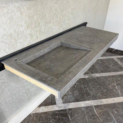 Handcrafted Custom Dekton Grafite Porcelain Bathroom Sink: Custom Vanity Top or Wall Mount (ES-060)
