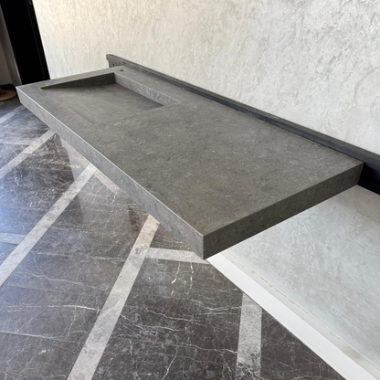 Handcrafted Custom Dekton Grafite Porcelain Bathroom Sink: Custom Vanity Top or Wall Mount (ES-060)