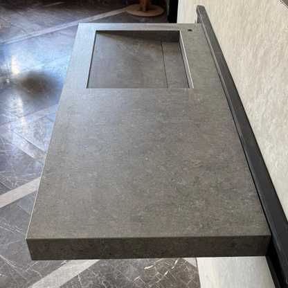Handcrafted Custom Dekton Grafite Porcelain Bathroom Sink: Custom Vanity Top or Wall Mount (ES-060)