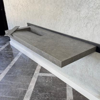 Handcrafted Custom Dekton Grafite Porcelain Bathroom Sink: Custom Vanity Top or Wall Mount (ES-060)
