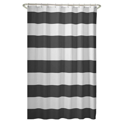 72 x 70 inch Polyester Grey White Nautical Ocean Beach Striped Shower Curtain
