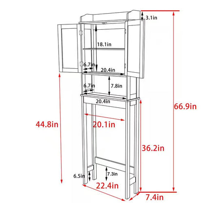 Over the Toilet Bathroom Storage Cabinet Shelving Unit in Grey Wood Finish