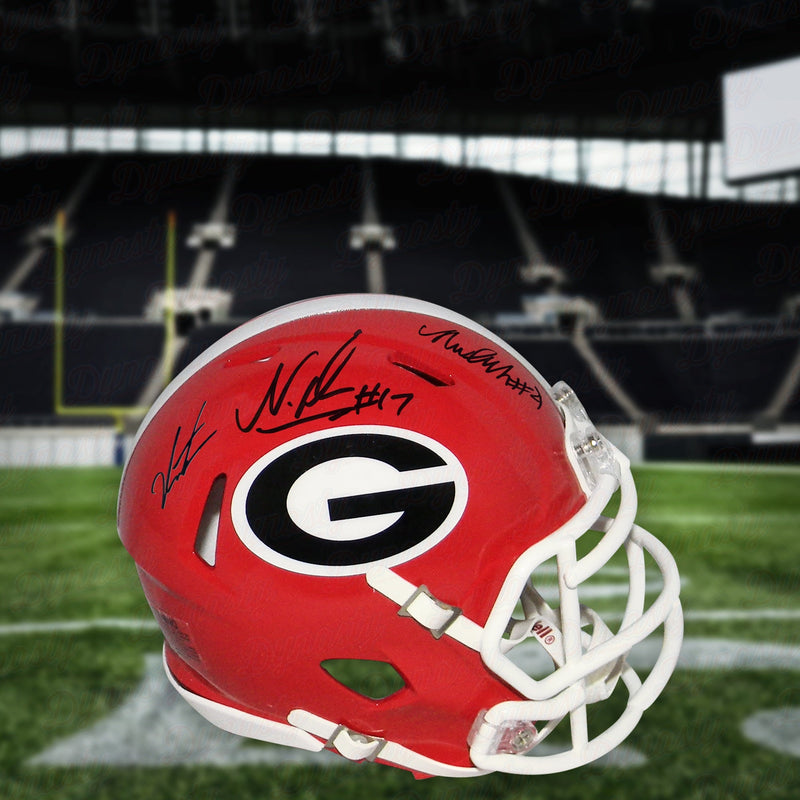 Jalen Carter, Nolan Smith & Nakobe Dean Georgia Bulldogs Autographed National Champions Mini-Helmet