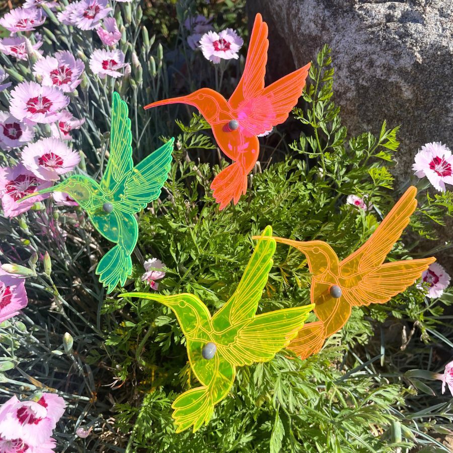Garden Hummingbird Yard Decor | Variety 4 Pack | Shipping Included | Glowing Creation
