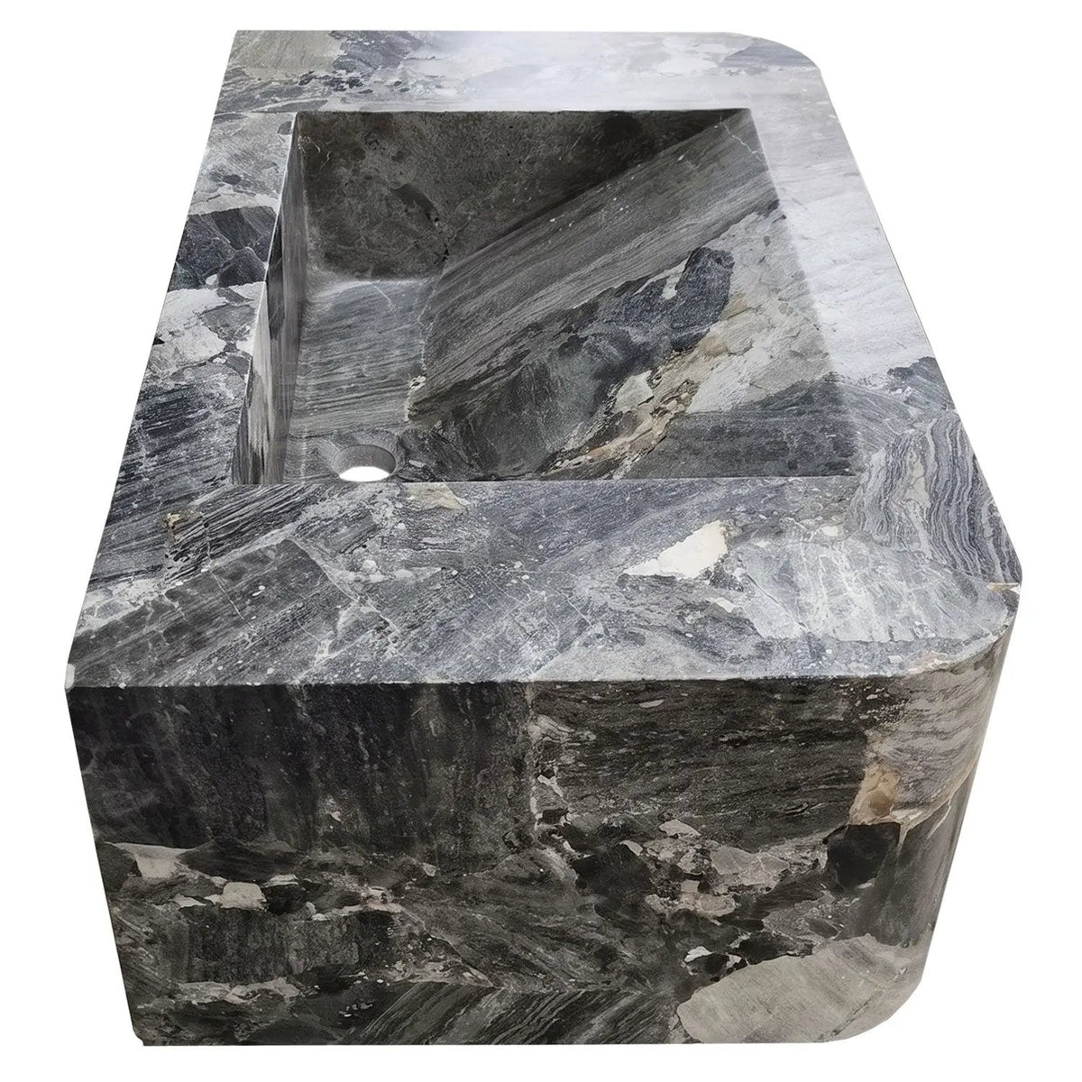 Wall Mount Grey Marble Bathroom Sink Polished 19x30