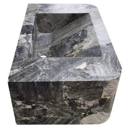 Wall Mount Grey Marble Bathroom Sink Polished 19x30
