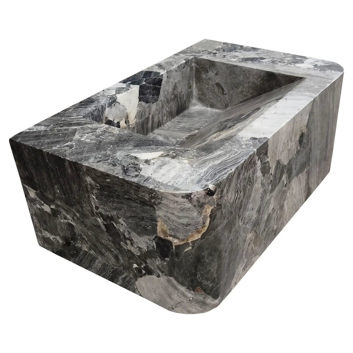Wall Mount Grey Marble Bathroom Sink Polished 19x30