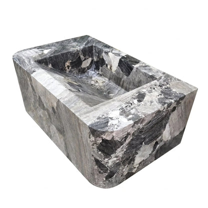 Wall Mount Grey Marble Bathroom Sink Polished 19x30