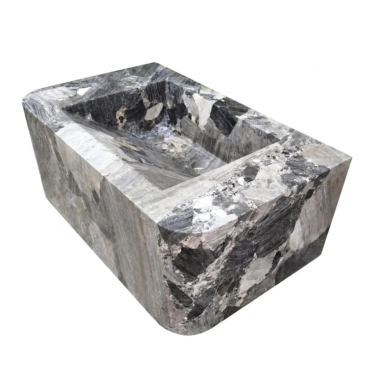 Wall Mount Grey Marble Bathroom Sink Polished 19x30