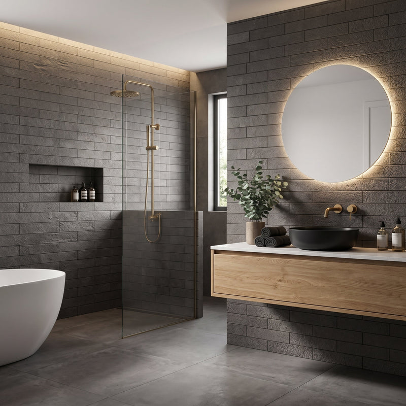 Gris Oscuro Struttura Cesello Subway Slate Look Porcelain Tiles 4x12
