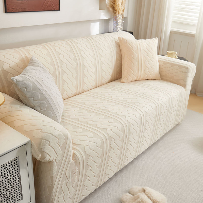 3D Embossed Geometric Couch Slipcover, Stretch Washable Non Slip Furniture Protector