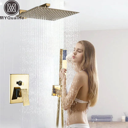 ™ Golden Rainfall Shower Faucet Set with Single Handle Brass Bath Mixers