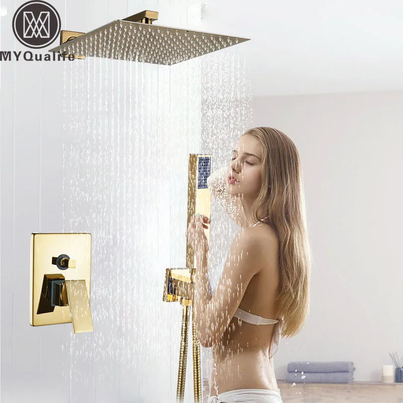 ™ Golden Rainfall Shower Faucet Set with Single Handle Brass Bath Mixers