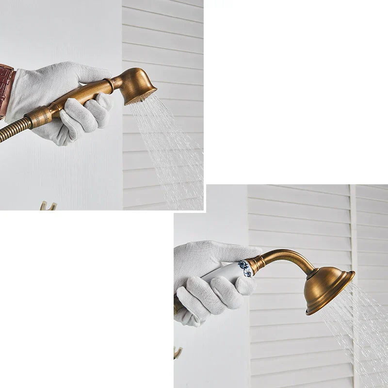 DecorBites™ Antique Brass Freestanding Bathtub Filler with Hand Shower