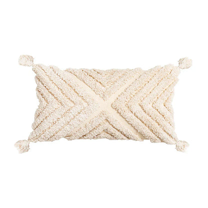 DecorBites™ Beige Tassels Cushion Cover, Handmade Square Home Decoration for Living Room