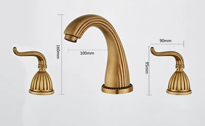 DecorBites™ Antique Bronze Widespread Basin Faucet with Double Handles